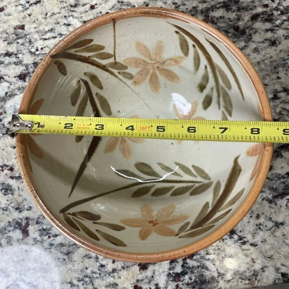 Handcrafted Floral Ceramic Bowl Minimalist Earthy Tones Crafted by Local Potter